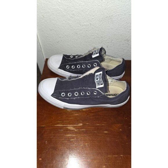 Converse All Star Unisex Low-Top Navy Canvas Sneakers Black White Size 9 W / 7 M - Picture 4 of 8